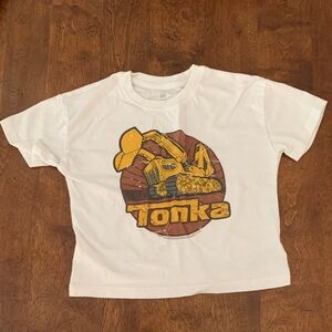 Tonka White T-Shirt with Yellow Excavator Graphic